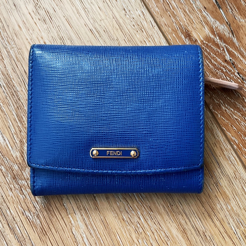 Fendi Vintage Blue Leather Wallet